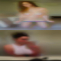 Nude women swinging